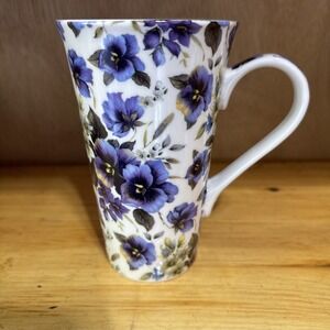 Kent Pottery Coffee Cup  Purple Floral Pansies Mug 10 oz. NWT Cottagecore